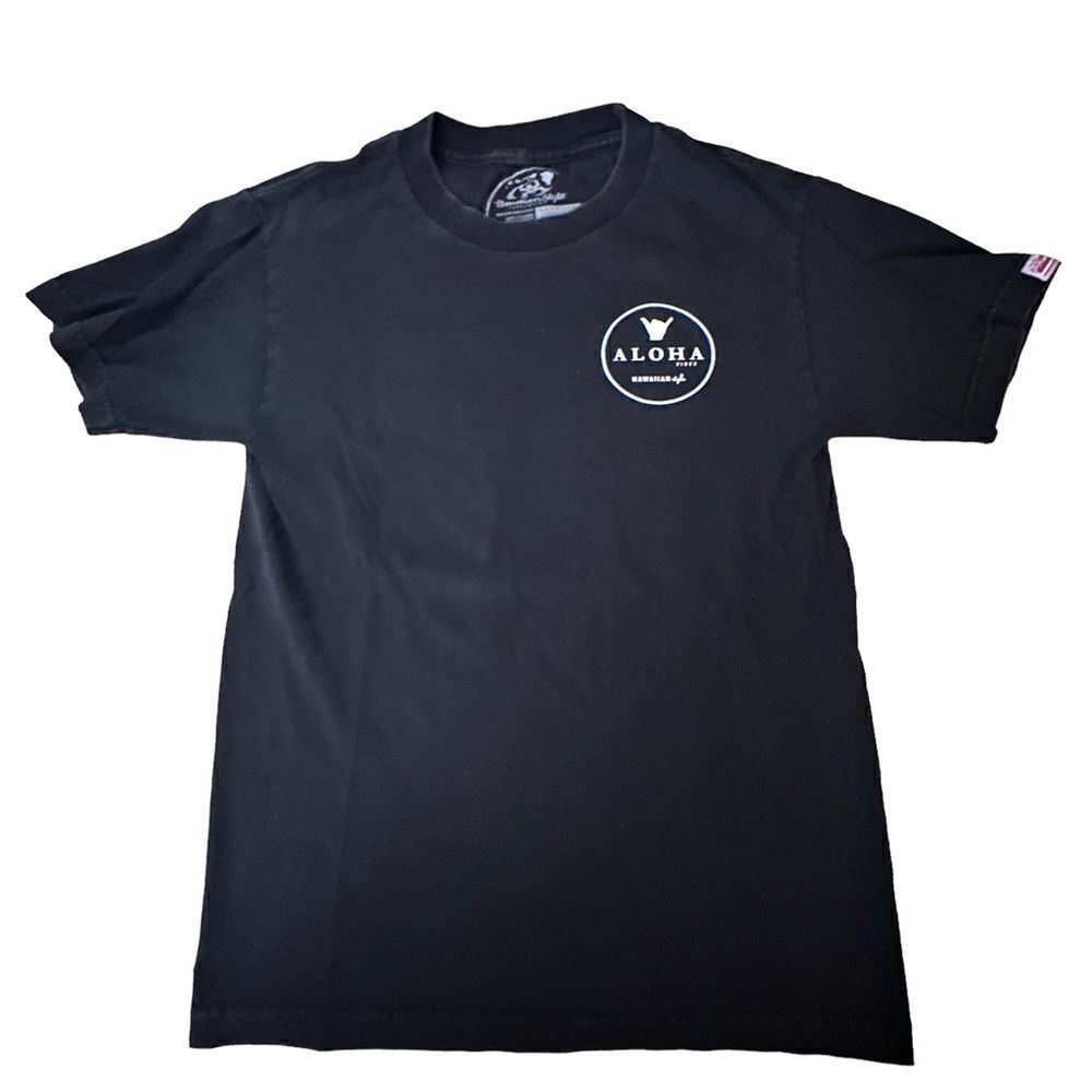 Hawaiian Style ~ Mens Black Shaka Aloha Vibes Tshirt ~ size Small